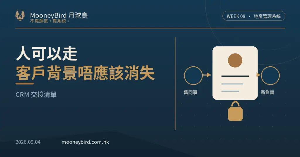 地產公司 CRM 客戶記錄及權限交接清單